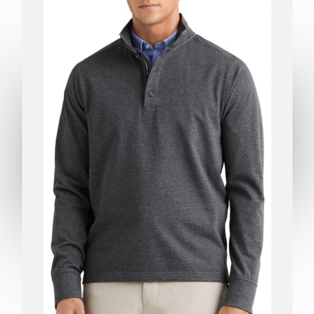 Rhone Men's Faroe Island Long Sleeve Performance Polo Dark Charcoal Size Medium